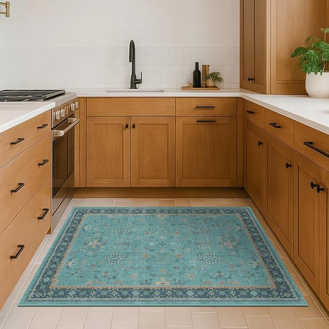 Washable Teal Rugs for Entryway Indoor - Image 6