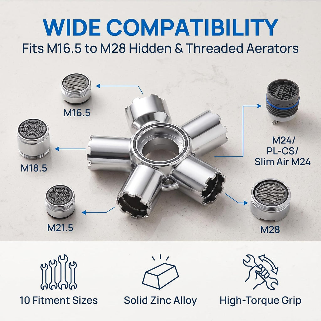 10-in-1 Faucet Aerator Removal Tool Kit,Universal Key M16.5-M28 Hidden STD