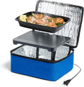 HOTLOGIC Mini Heated Lunch Box - Portable Electric Food Warmer for Men and Women - Great for Work, Office, and Construction - Cook, Reheat, and Eat on the Go - 120V - Blue