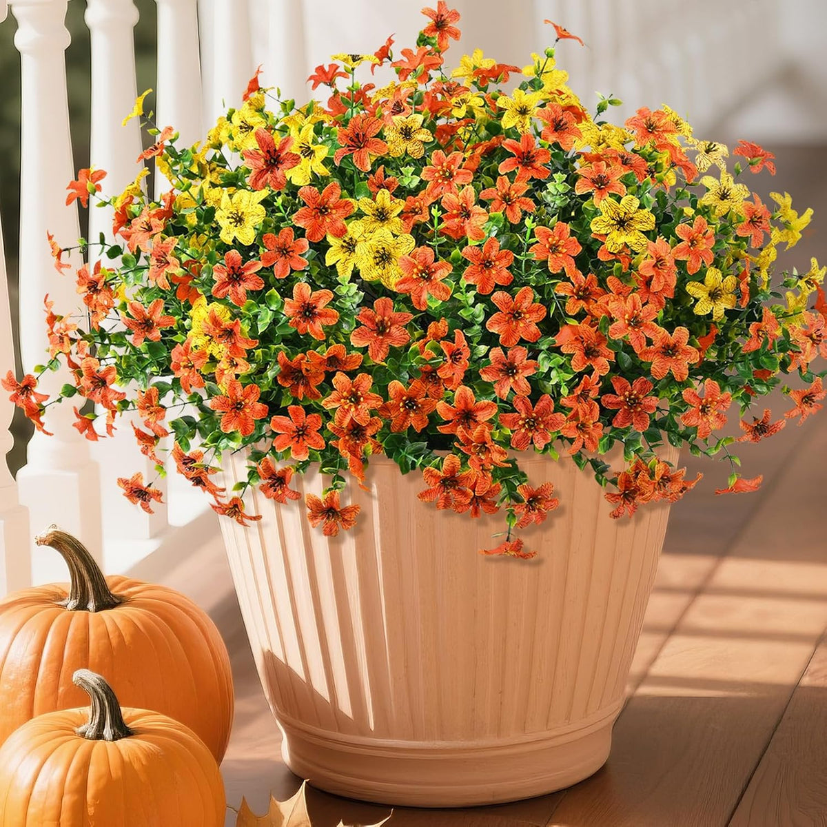 Homsunny Artificial Fall Flowers for Outdoor Planters Fake Mums Home Decor