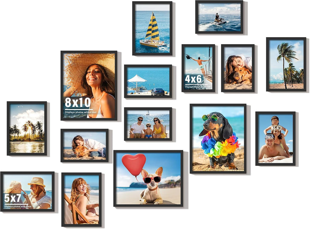 DUENPY 15 Pack Mixed Size Gallery Collage Frame Black