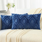 decorUhome Throw Pillow Covers 12x20 Inch Set of 2, Soft Plush Faux Wool Dark by decorUhome