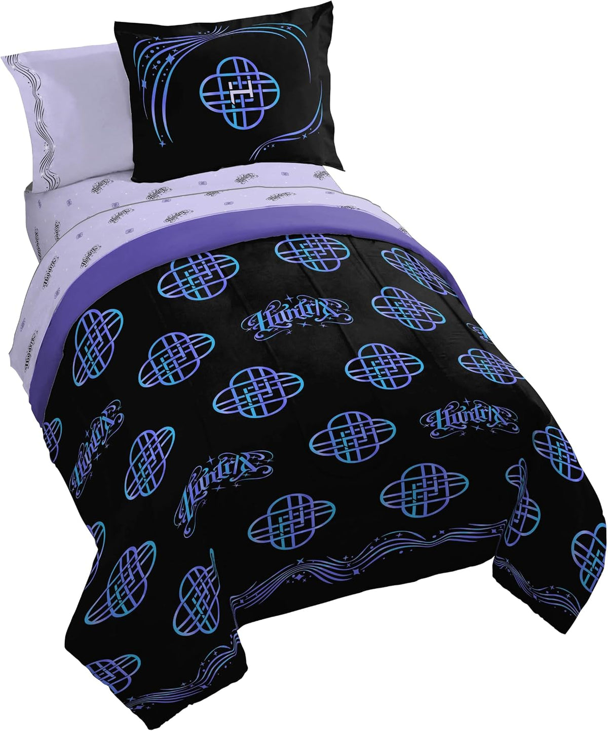 Kpop Demon Hunters Huntrix Twin Comforter Set 5 Piece Kids Bedding, Black