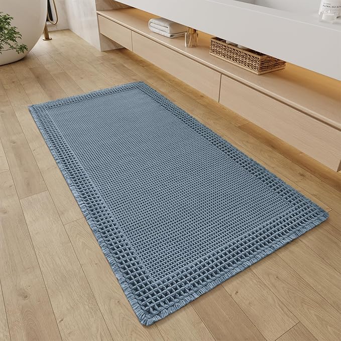 RESARE Waffle Bathroom Runner Rugs, Super Absorbent Bath Mat Non Slip Washable by Resare