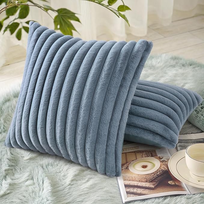 decorUhome Cozy Faux Fur Throw Pillow Covers 26x26 Set of 2 Decorative Soft - Image 5
