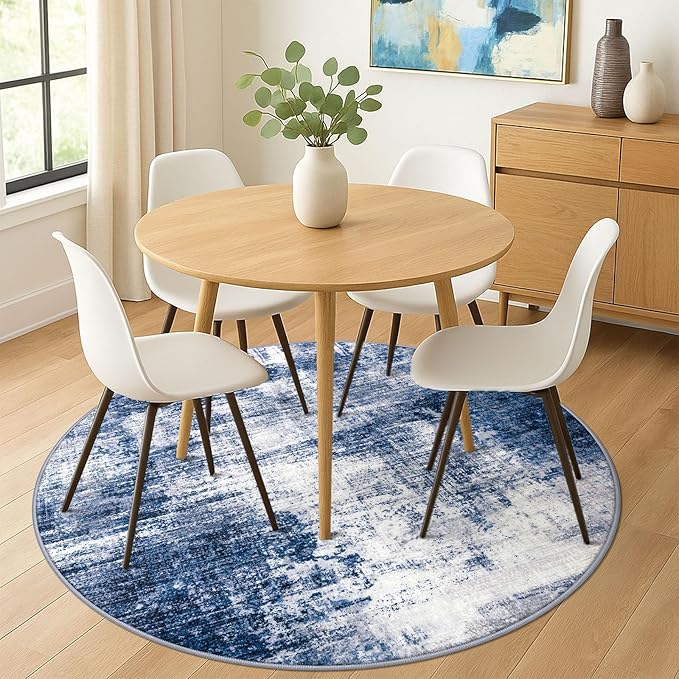 IOHOUZE Abstract Round Area Rug 6 Ft Washable Circle Rugs Large Round Rug Non - Image 2