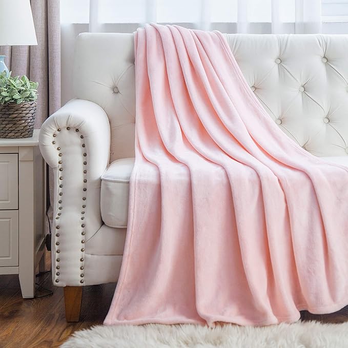 Bedsure GentleSoft Fleece Blankets Queen Size Pink - Image 8