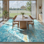 Ompaa Living Room Rug 6x9 Teal Blue Area Rug Machine Washable Boho Rug Non Slip - Image 3