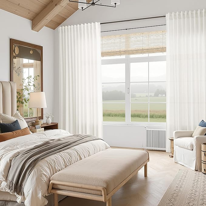 Neutral Linen Curtains 45 Inch Length - Image 8