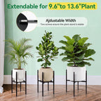 Plant Stand Indoor, Width Adjustable Metal Planter Stand, Fits Up 9.6 - 13.6 Inch Pots, Heavy Duty Potted Plant Holder for Home Garden Patio