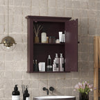 Bathroom Mirror Cabinet, Wall Mounted Cabinet with Mirror Door, Adjustable Shef, Round Knob, Space Saving Wood Medicine Cabinet for Kitchen (Grey)