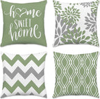 Hexagram Geometric Sage Green Pillow Covers 18x18 Set of 4, Decorative Outdoor by Hexagram