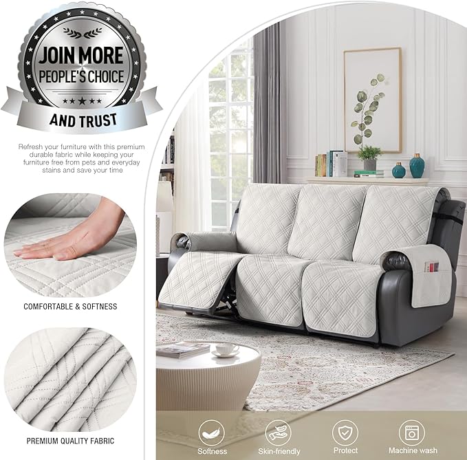 TAOCOCO 100% Waterproof Recliner Sofa Cover, Non Slip Split Couch Covers - Image 2