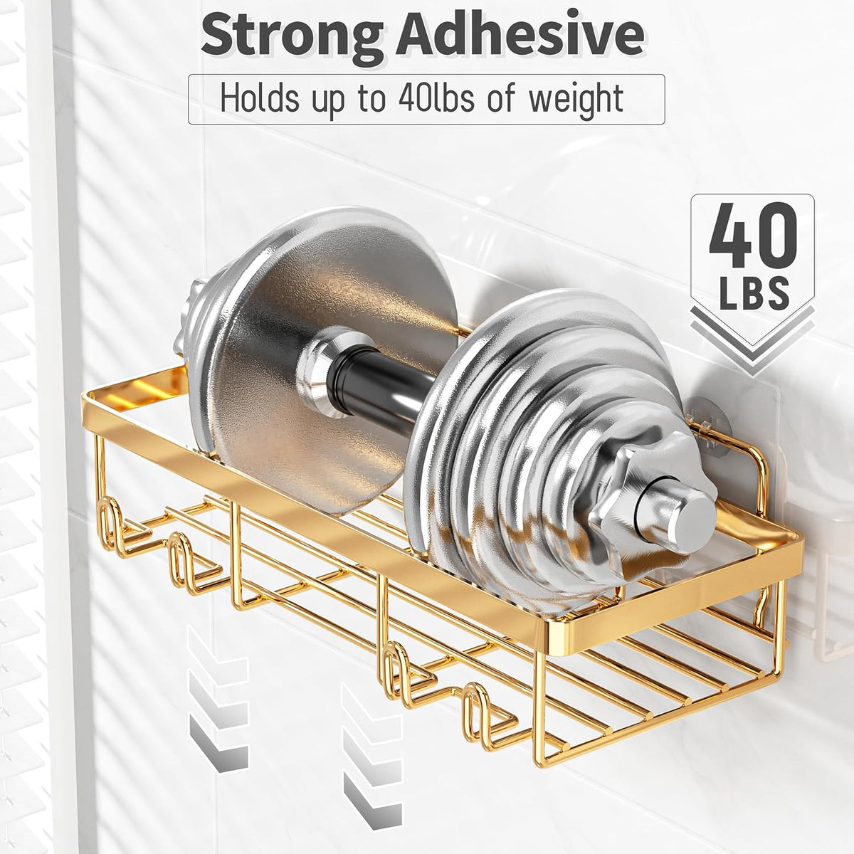 Liuoud 10 Pack Shower Caddy for Inside shower, Brite Gold Bathroom Storage