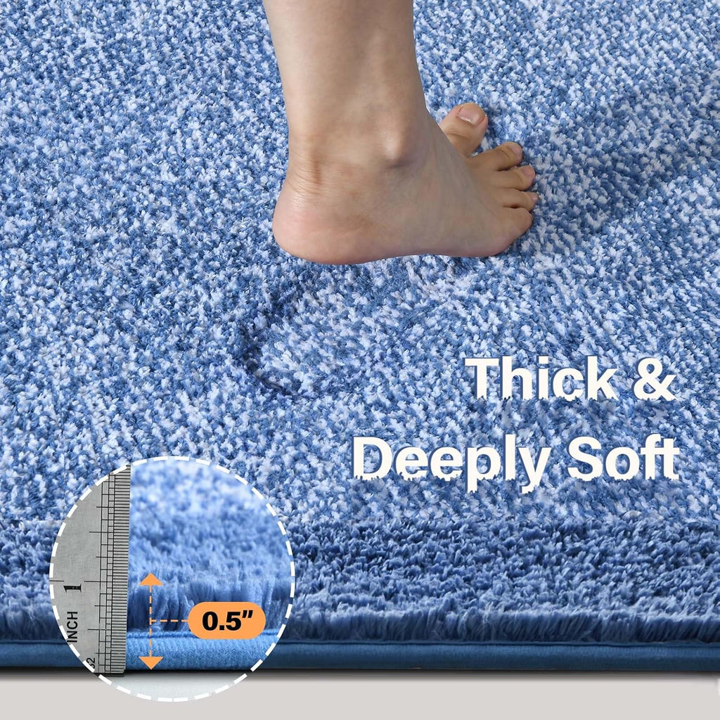 48x32 Large Bathroom Rugs Non Slip Washable, Soft Absorbent Bath Mat Blue