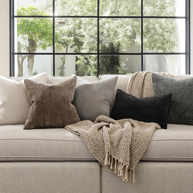 MIULEE Pack of 2 Couch Throw Pillow Covers 20x20 Inch Brown Boho Accent - Image 3