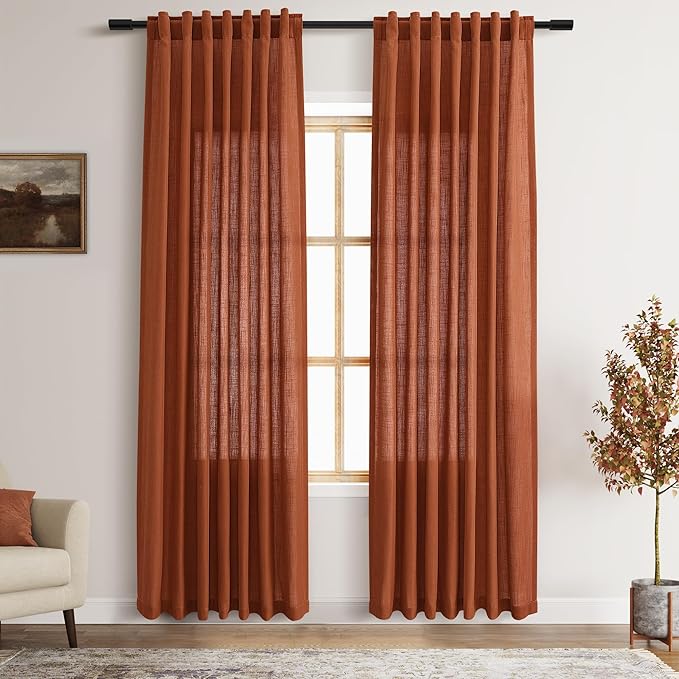 Nanspring Terracotta Curtains 80 Inches Length by Nanspring