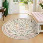 Boho Light Pink Round Rugs for Kids Bedroom - 4 ft Unique Circle Area Rugs for - Image 9