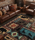 YIHOUSE Rustic Cabin Area Rug 8x10, Machine Washable Lodge Bear Rug, Non-Slip by YIHOUSE