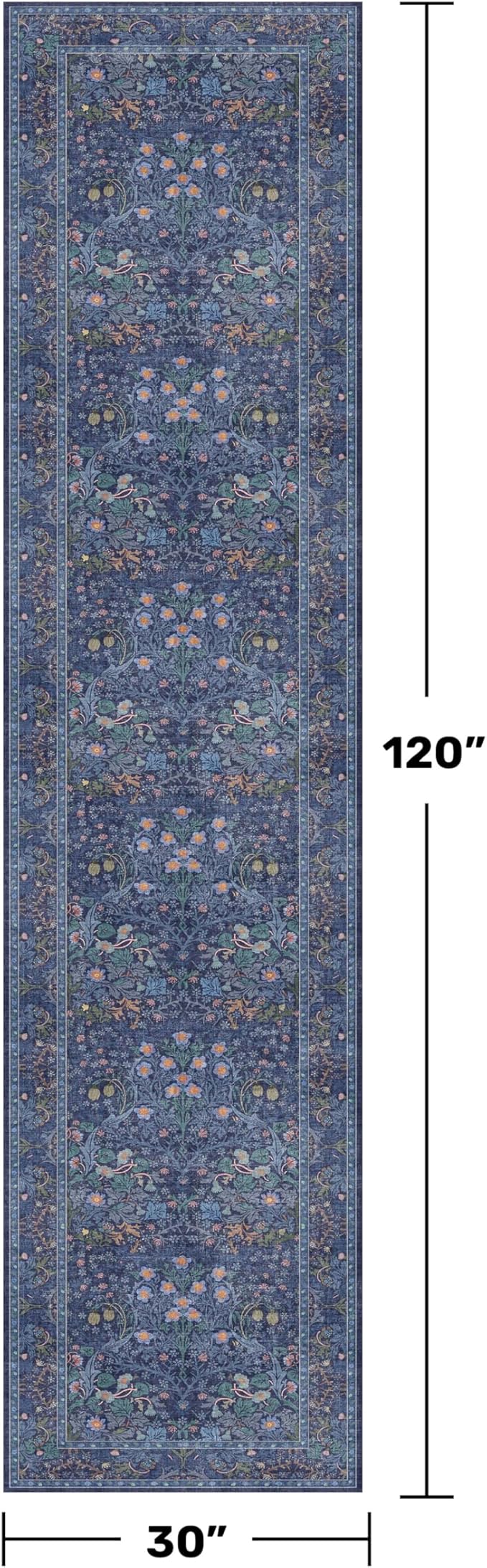 Dark Blue 2'6" x 10' Long Runner Rugs - Image 2