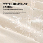 Beige Linen Textured Waterproof Cloth Shower Curtain Set, 72x72, Cream