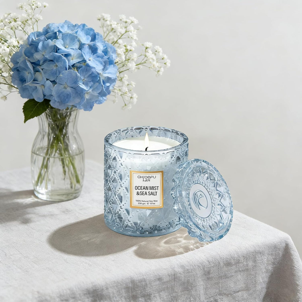 Chloefu LAN Summer California Mist Ocean & Sea Salt Candle, 8.1 oz