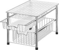 Simple Houseware Stackable 2 Tier Sliding Basket Organizer Drawer, Chrome