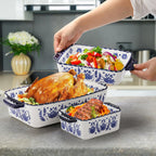 SOUJOY 3 Pack Porcelain Bakeware Set, Rectangular Baking Dishes, Lasagna Pan for Cooking, Kitchen, Casserole Dishes, Cake Dinner, Banquet and Daily Use