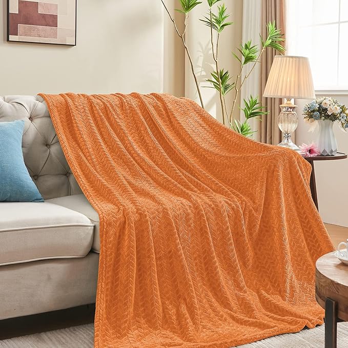 inhand Rust Fleece Twin Blanket, Super Soft Flannel Cozy Blankets - Image 4