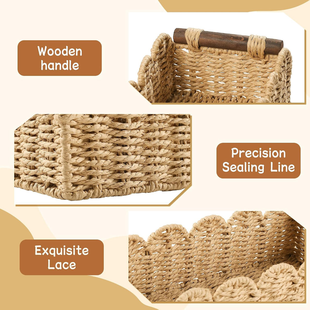 Bathroom Wicker Basket for Toilet Paper Storage Baskets for Organizing