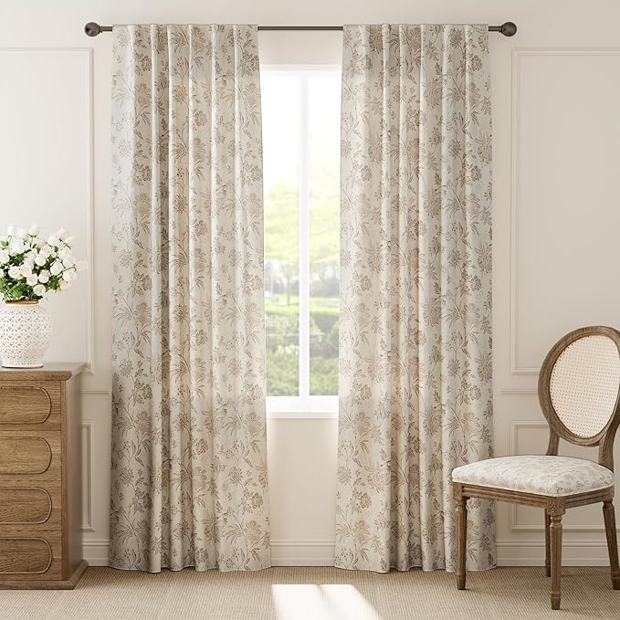 jinchan Linen Floral Curtains for Living Room - Image 2