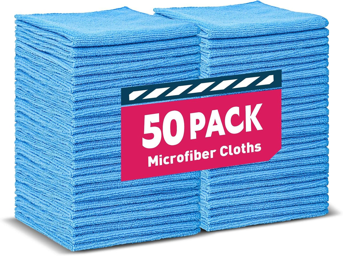 TEAWOO Microfiber Cleaning Cloths-50 Pack, Microfiber Towels Bulk