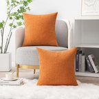 MIULEE Pack of 2 Orange Throw Pillow Covers 20x20 Inch Soft Chenille Pillow - Image 5