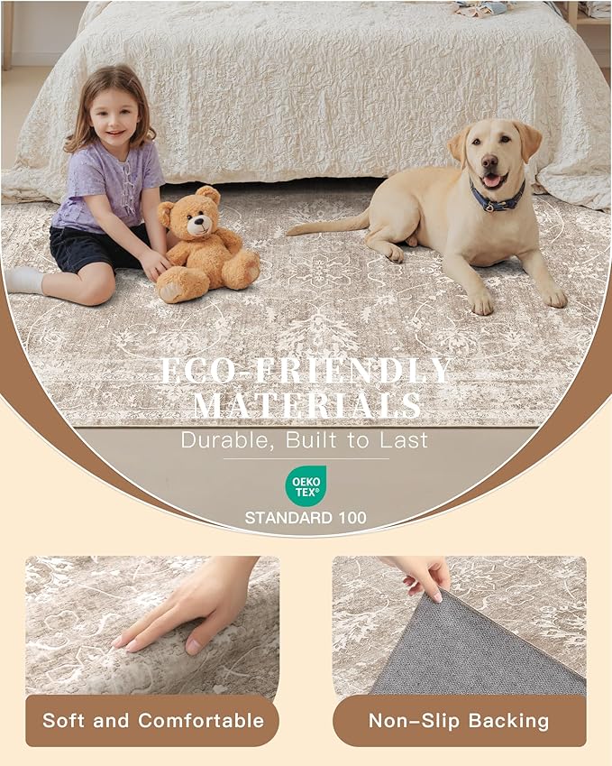 Madane 2x3 Washable Rugs for Entryway, Low Pile Non-Slip Small Area Rug Kitchen - Image 5