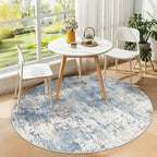 XLUEZ Round Rug 4ft for Bedroom, Washable Modern Abstract Circle Rug Neutral - Image 2