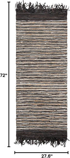 SAFAVIEH Vintage Leather Collection Runner Rug - 2'3" x 6', Dark Brown & Multi, Handmade Boho Fringe Leather, Ideal for High Traffic Areas in Living Room, Bedroom (VTL373C)