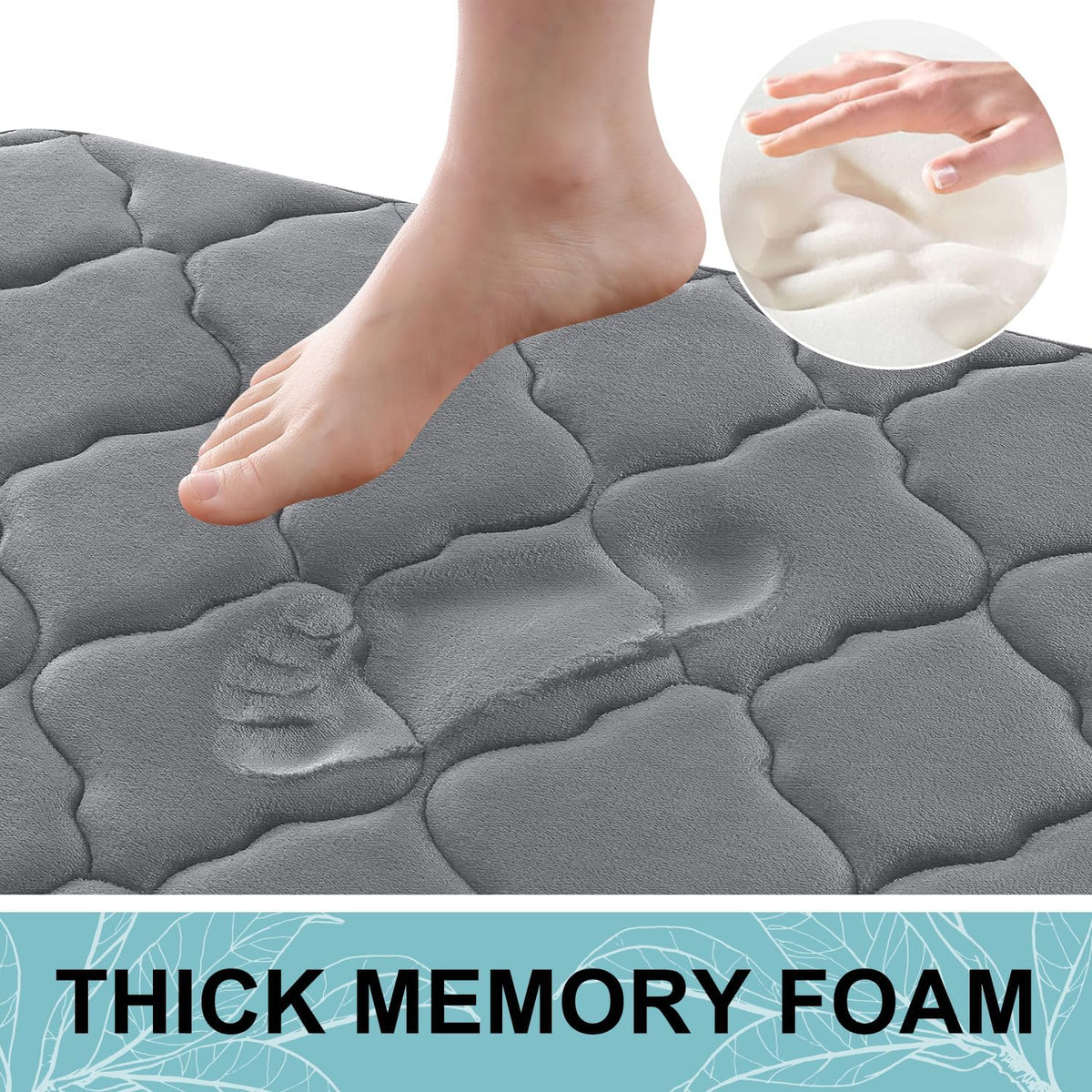 OLANLY Memory Foam Bath Mat Rug 30x20, Ultra Soft Bathroom Rugs, Dark Grey