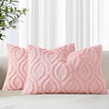 decorUhome Throw Pillow Covers 12x20 Inch Set of 2, Soft Plush Faux Wool Pink by decorUhome