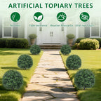 Grooy Artificial 2 Pack Boxwood Topiary Plant with Spike for Outdoor