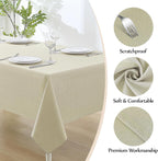 Faux Linen Rectangle Tablecloths 60x84in Beige Waterproof 1 Pack