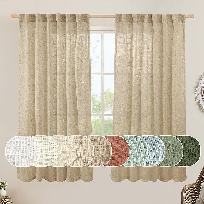 LAMIT Faux Linen Curtains 63 inches Long by LAMIT