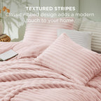 Bedsure Large Queen Fluffy Comforter Set, Cozy Fleece Pink Bedding