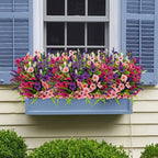 12 Bundles Artificial Flowers Outdoor Silk Fake Plants UV Resistant Faux Plastic Greenery Shrubs for Home Outside Garden Front Porch Vase Pot Planters Decor (Mix Color)