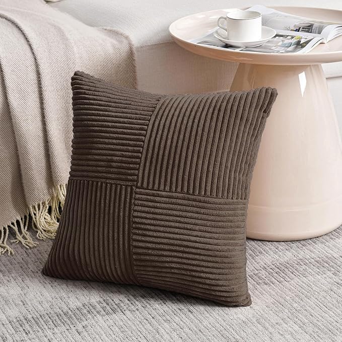 Fancy Homi 2 Packs Dark Brown Decorative Throw Pillow Covers 22x22 Inch - Image 2