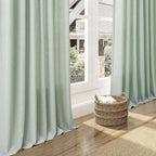 Aqua Green Linen Curtains 90 Inch Long 2 Panels Set - Image 6