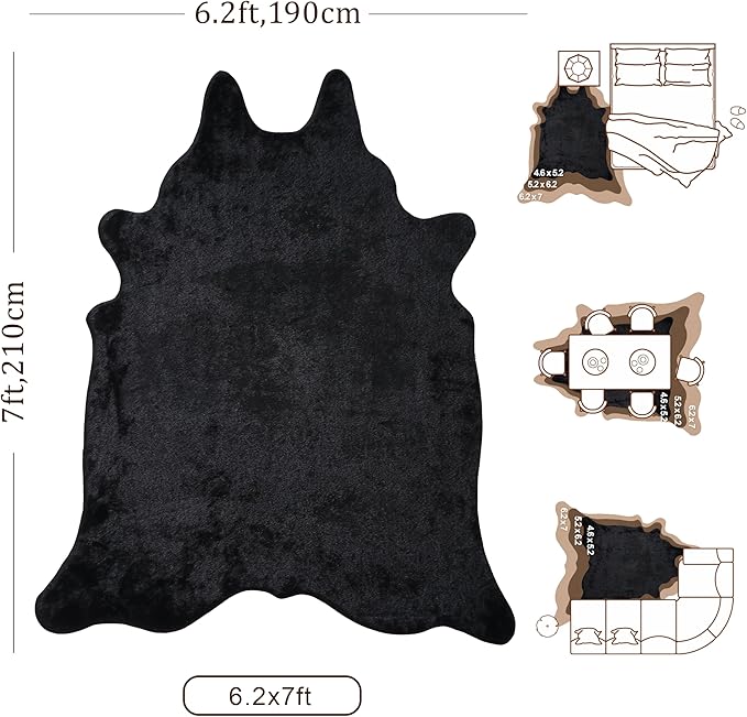 Black Faux Cowhide Rug: Cow Hide Cow Print Rug - Image 2