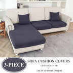 Couch Cushion Covers for Sectional Sofa L Shape Washable Separate Seat Chaise - Image 2