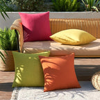 MIULEE Pack of 4 Decorative Outdoor Throw Pillow Covers Linen Waterproof Pillow - Image 3