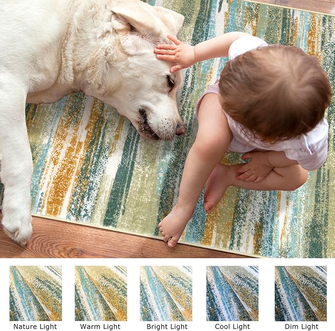 Lansny Modern Abstract Small Area Rug Indoor 3x5 Washable Rug Non-Slip Soft - Image 3