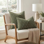 decorUhome Striped Decorative Throw Pillow Covers 18x18 Set of 2, Olive